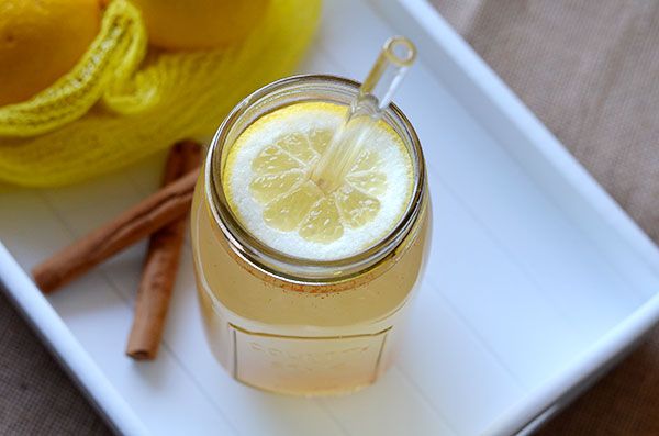 A glass of lemon water 