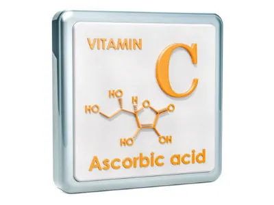 Infographic showing the atomic structure of Vitamin C
